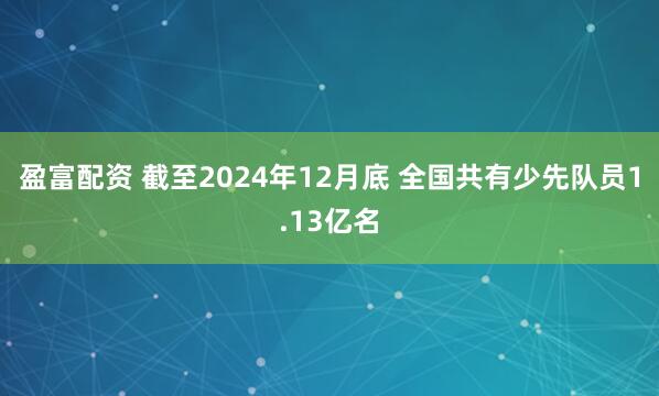 盈富配资 截至2024年12月底 全国共有少先队员1.13亿名