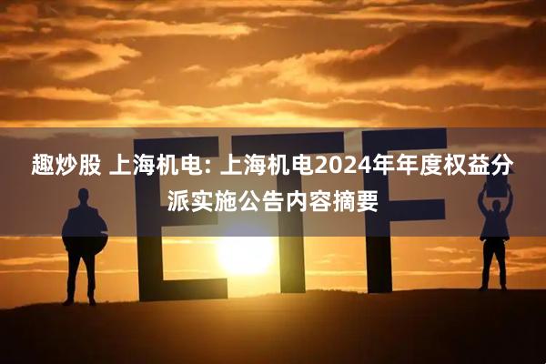 趣炒股 上海机电: 上海机电2024年年度权益分派实施公告内容摘要