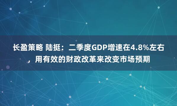 长盈策略 陆挺：二季度GDP增速在4.8%左右，用有效的财政改革来改变市场预期