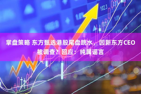 掌盘策略 东方甄选港股尾盘跳水，因新东方CEO被调查？回应：纯属谣言