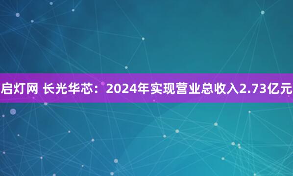 启灯网 长光华芯：2024年实现营业总收入2.73亿元